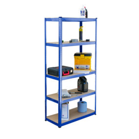 KCT 5 Tier Garage Shelving Unit Metal Shelving Unit Blue Shed Storage Racking 180 x 90 x 40cm