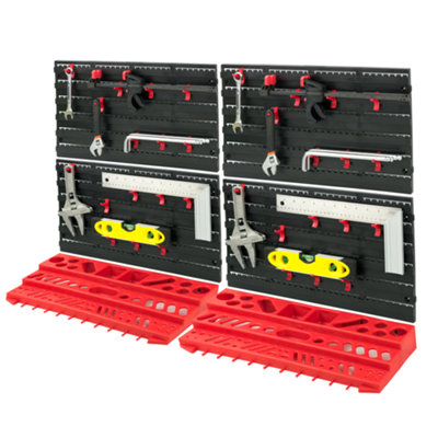 KCT 54 Pcs Wall Mounted Peg Panel Board with Shelf Tool Storage Rack Hand Held Holder Hanging Organiser for Shed, Garage, Garden