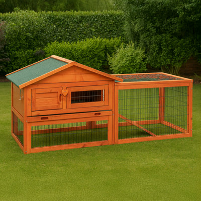 KCT 5ft Wooden Rabbit Hutch with Run Pull Out Tray Lift Up Roof for ...