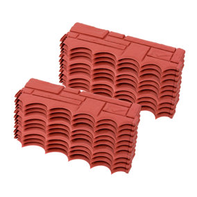 KCT 6 Pack - Red Brick Wall Garden Lawn Border Edging - 24 Pieces Total
