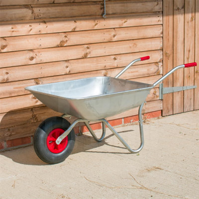 KCT 65L Litre Wheelbarrow Garden Barrow Galvanised Steel Metal with ...