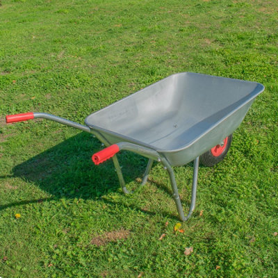 KCT 65L Litre Wheelbarrow Garden Barrow Galvanised Steel Metal with ...