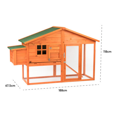 KCT 6ft Large Chicken Coop And Run With Egg Nest Box Poultry Hen House ...