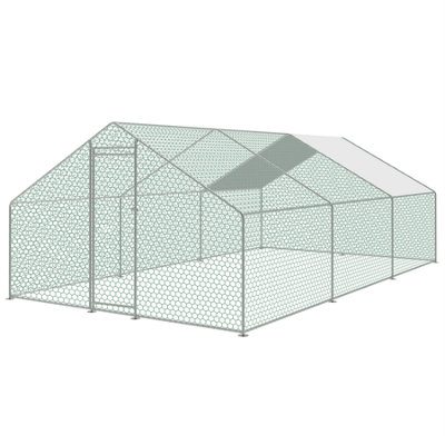 KCT 6x3m Extra Large Walk In Galvanised Chicken Coop Enclosed Pet Run ...