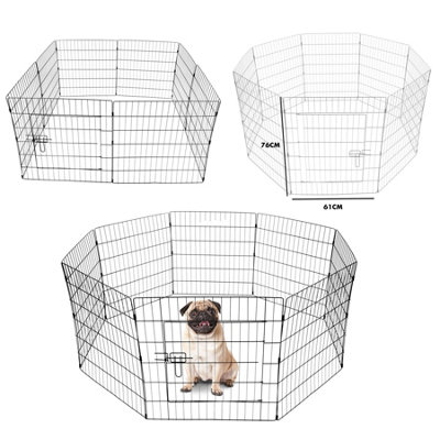 KCT 8 Panel Pet Puppy Dog Play Pen Wire Enclosure - Large