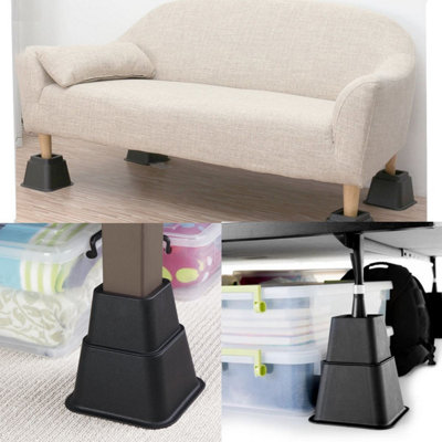 KCT 8 Piece Adjustable Black Plastic Stackable Bed Furniture Riser ...