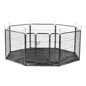 KCT 8 Side Heavy Duty Large Play Pen With Base Dog Puppy Metal Fence Run Cage