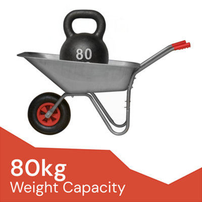 KCT 80L Litre Wheelbarrow Garden Barrow with Pneumatic Wheel Small ...