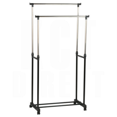 KCT Adjustable Clothes Rack on Wheels Double Rail DIY at B Q