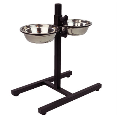 KCT Adjustable Height Pet Dog Feeding Stand with 2 Bowls Large DIY at B&Q