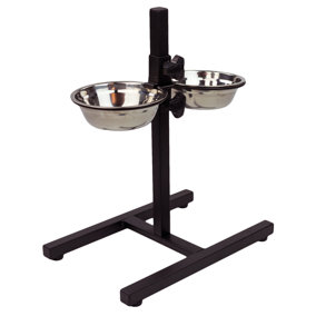 KCT Adjustable Height Pet Dog Feeding Stand with 2 Bowls - Medium