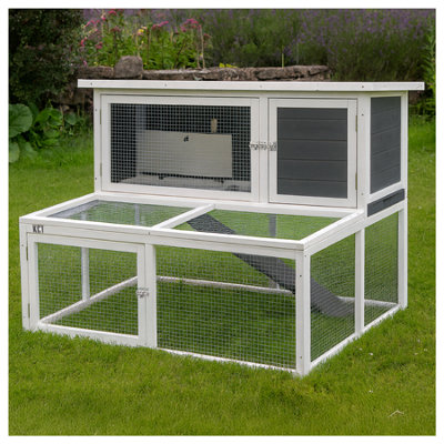 KCT Ancona 4ft Wooden Rabbit Hutch with Extended Run 2 Tier Double ...
