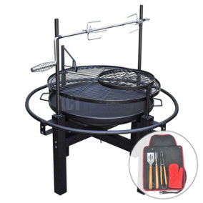 KCT BBQ Grill with Rotisserie Fire Pit With Tool Set