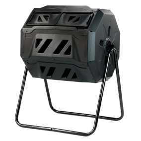 KCT Compost Bin 160L - Rotating Tumbler Eco Friendly Waste Garden Composter & Recycling Duel Compartment