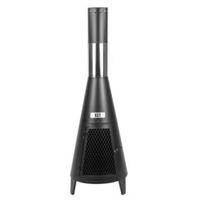 KCT Contemporary Chiminea - Outdoor Fire Pit with Chimney and Poker