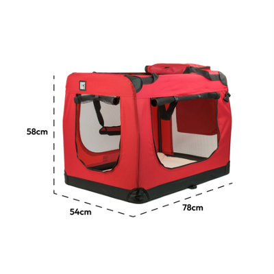 KCT Dog Cat Cage Travel Crate Fabric Pet Carrier Transport Bag Extra Large Red