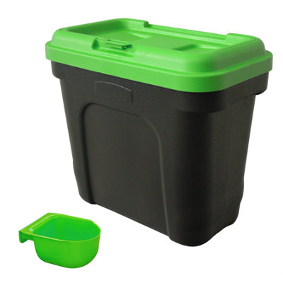 KCT Dry Pet Food Feed Storage Container with Integrated Scoop - 15 Litre / 7kg- Green