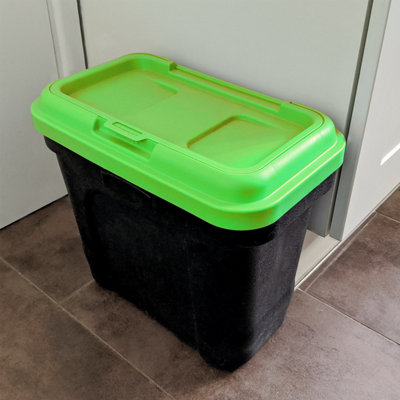 KCT Dry Pet Food Feed Storage Container with Integrated Scoop - 15 Litre / 7kg- Green