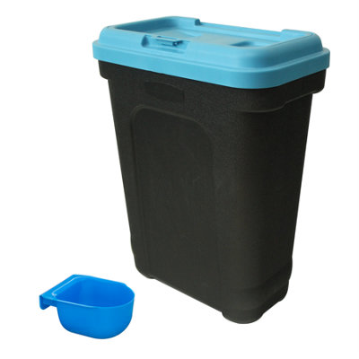 KCT Dry Pet Food Storage Container with Integrated Scoop 30 Litre 15kg Blue Pet Feed Container