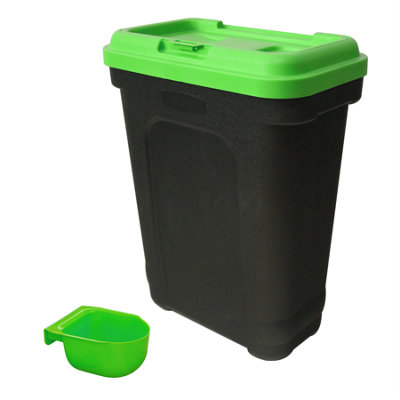 KCT Dry Pet Food Storage Container with Integrated Scoop 30 Litre/ 15kg - Green Pet Feed Container