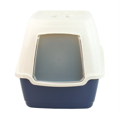 KCT Enclosed Hooded Large Cat Litter Box/Tray/Pet Loo - Blue