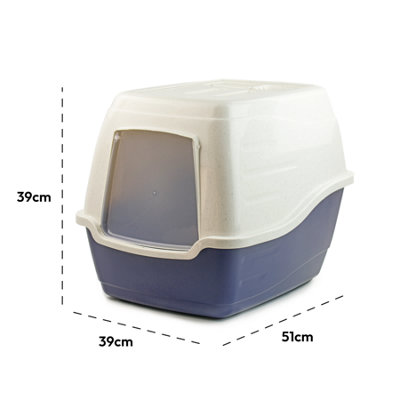 KCT Enclosed Hooded Large Cat Litter Box/Tray/Pet Loo - Blue