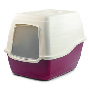 KCT Enclosed Hooded Large Cat Litter Box/Tray/Pet Loo - Burgundy