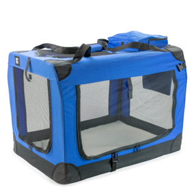 KCT Extra Large Blue Fabric Pet Carrier Travel Transport Bag for Cats and Dogs
