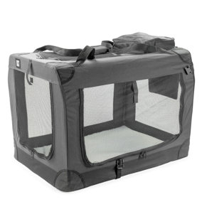 KCT Extra Large Grey Fabric Pet Carrier Travel Transport Bag for Cats and Dogs