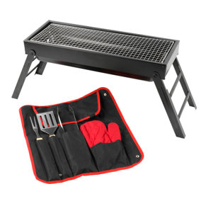 KCT Folding BBQ With Tool Set Portable Picnic Grill Barbecue Camping Travel Charcoal Stove