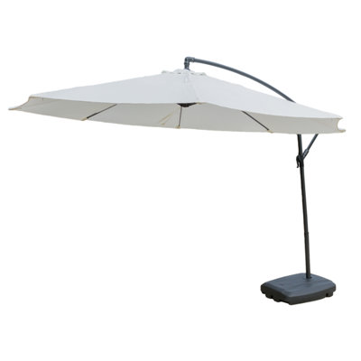 KCT Garden Parasol 3.5m Large Cream Cantilever with Base