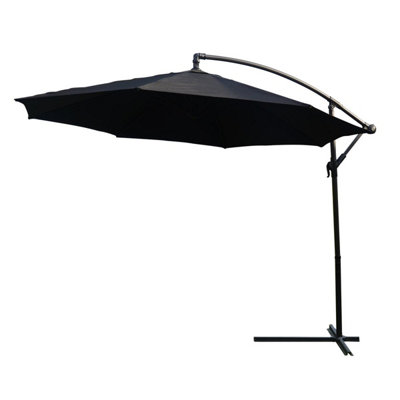 KCT Garden Parasol 3M Large Black with Adjustable Crank