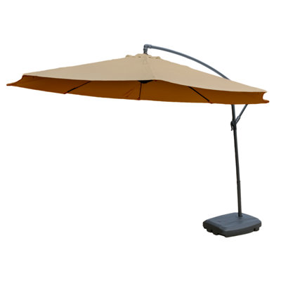 KCT Garden Parasol 3m Large Mocha Cantilever with Base