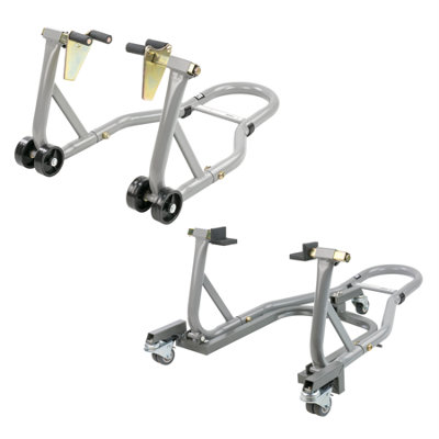 KCT Heavy Duty Front Wheel Fixed Jack & Rear Motorcycle Paddock Stand With Dolly