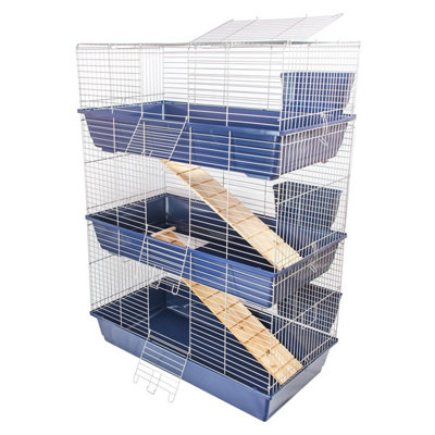 KCT Indoor Cage Rabbit Small 100cm Triple Level 3 Tier Dark Blue Bunny ...