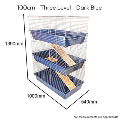 KCT Indoor Cage Rabbit Small 100cm Triple Level 3 Tier Dark Blue Bunny ...