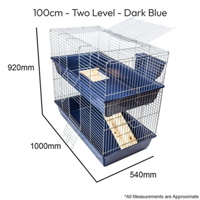 KCT Indoor Cage Rabbit Small 100cm Twin Level Dark Blue 2 Tier Bunny ...