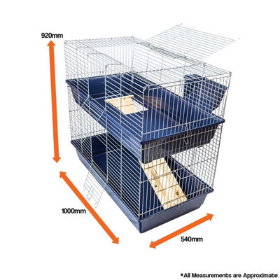 KCT Indoor Cage Rabbit Small 100cm Twin Level Dark Blue 2 Tier Bunny ...