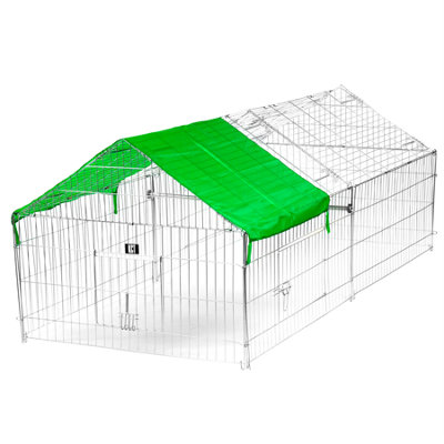 KCT Large Apex Enclosed Roof Metal Pet Playpen Run for Dogs, Cats, Rabbits, Chickens and More