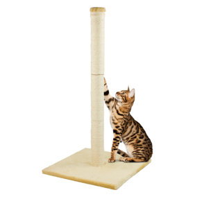 KCT Large Beige Cat Scratching Post Activity Tree Kitten Climbing Tower Pole Toy
