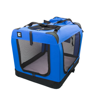 KCT Large Blue Fabric Pet Carrier Travel Transport Bag for Cats and Dogs