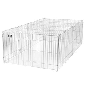 KCT Large Enclosed Roof Metal Pet Playpen Run for Dogs, Cats, Rabbits, Chickens and More