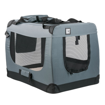 KCT Large Grey Fabric Pet Carrier Travel Transport Bag for Cats and