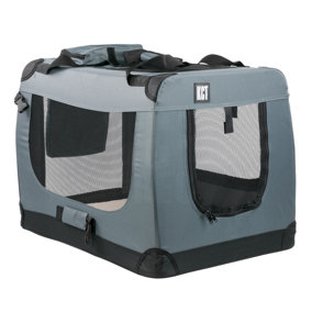 KCT Large Grey Fabric Pet Carrier Travel Transport Bag for Cats and Dogs