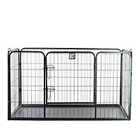 KCT Large Heavy Duty Metal Pet Playpen with Plastic Floor for Dogs & Puppies