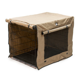 KCT Large Metal Dog Puppy Crate with Plastic Tray and Fabric Cover