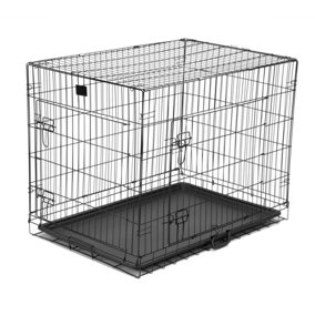 KCT Large Metal Dog Puppy Crate with Plastic Tray Folding Training Pet Pen