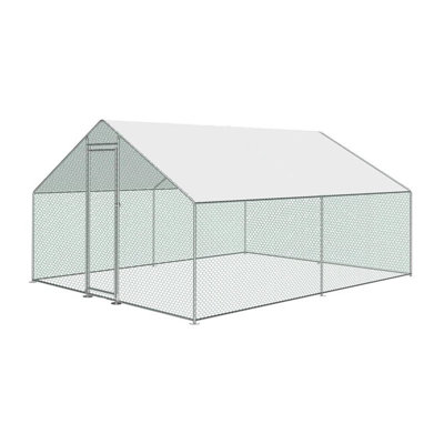 KCT Large Walk-In Chicken Run / Duck Pen - 3 x 3m - Outdoor Garden Pet/Dog Enclosure Kennel Hen Coop - Galvanised