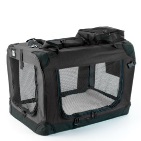KCT Medium Black Fabric Pet Carrier Travel Transport Bag for Cats and Dogs