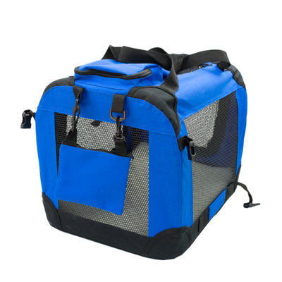 KCT Medium Blue Fabric Pet Carrier Travel Transport Bag for Cats and Dogs